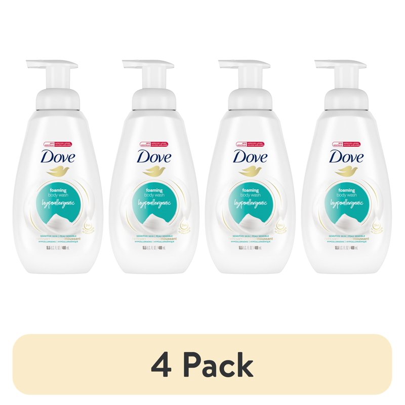 Hypoallergenic Foaming Body Wash for Sensitive Skin - 4 Pack