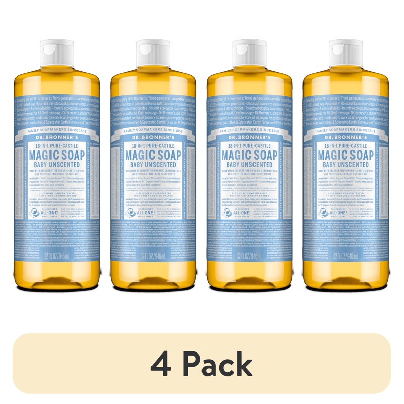 Unscented Pure-Castile Liquid Soap - Organic Multi-Purpose Body Wash
