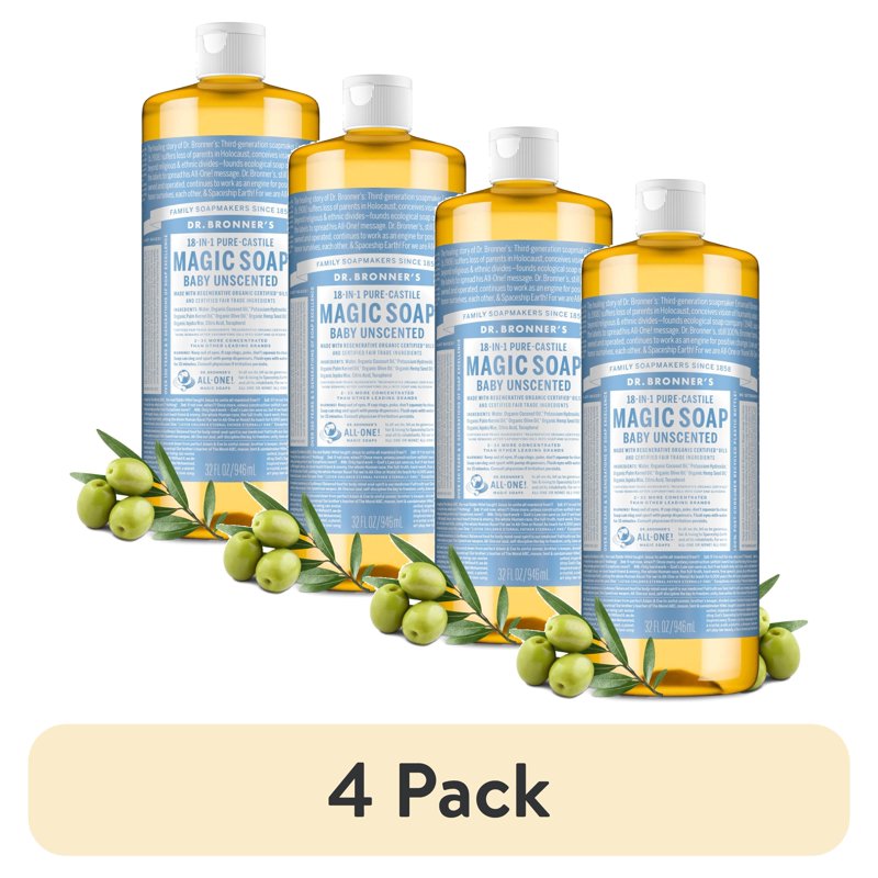 Unscented Pure-Castile Liquid Soap - Organic Multi-Purpose Body Wash