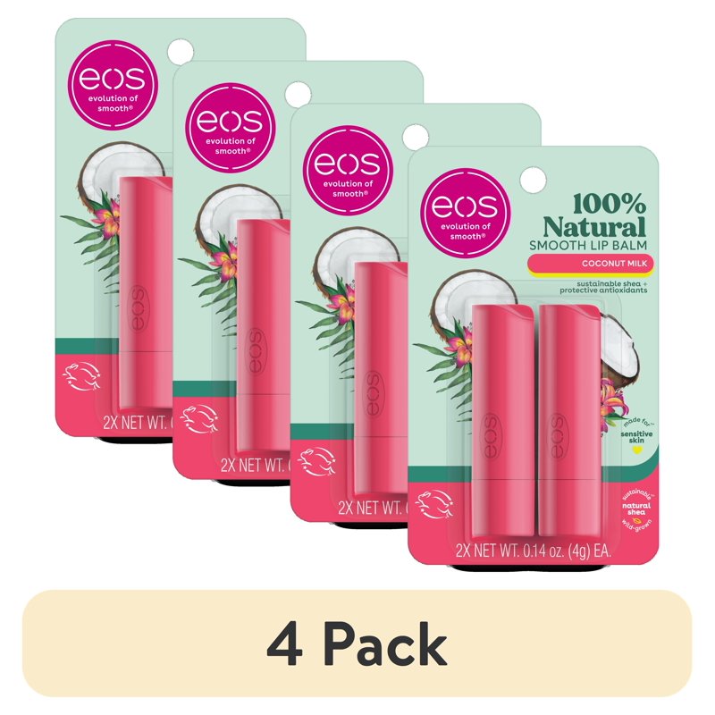 Natural Coconut Milk Lip Balm Stick - 4 Pack Hydrating Lip Care