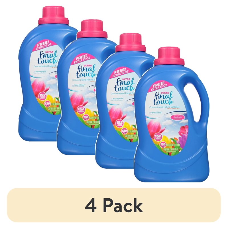 Ultra Concentrated Fabric Softener Plus Conditioner - 4 Pack, Spring Fresh, 130 Fl Oz