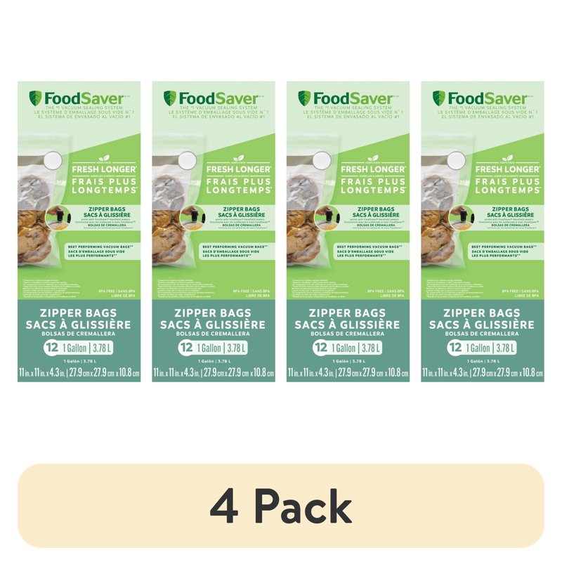 1 Gallon Zipper Bags - 12 Pack - FoodSaver FreshSaver - 48