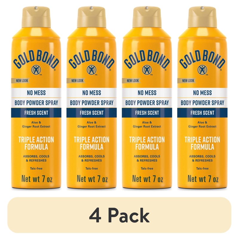 Talc-Free Body Powder Spray - Fresh Scent - 7 oz - 4 Pack