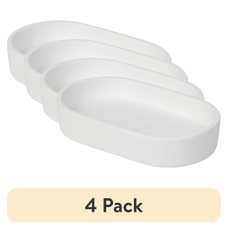 4 Pack White Ceramic Ready to Paint Trinket Tray - Oval 3x5 in
