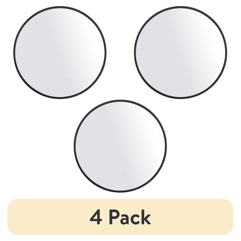 (4 Pack) Mainstays 3-Piece 10-In Black Round Wall Mirror Set - Indoor Decorative Mirrors with Modern Frames