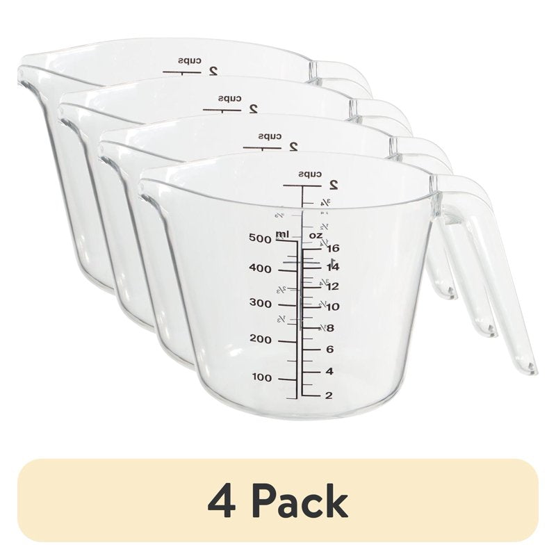 4-Pack Large Spout Plastic Measuring Cups - 32 oz Clear