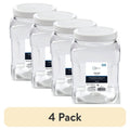 2-Quart Clear Plastic Canister with White Twist-Top Lid - 4 Pack