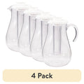 3-Quart Plastic Ice Core Pitcher with Lid - 4 Pack