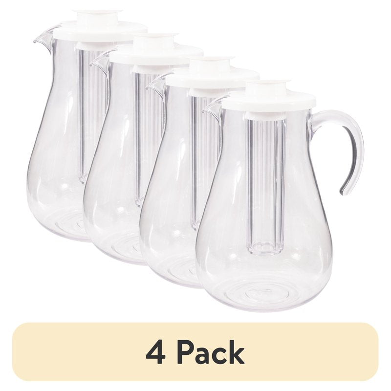 3-Quart Plastic Ice Core Pitcher with Lid - 4 Pack