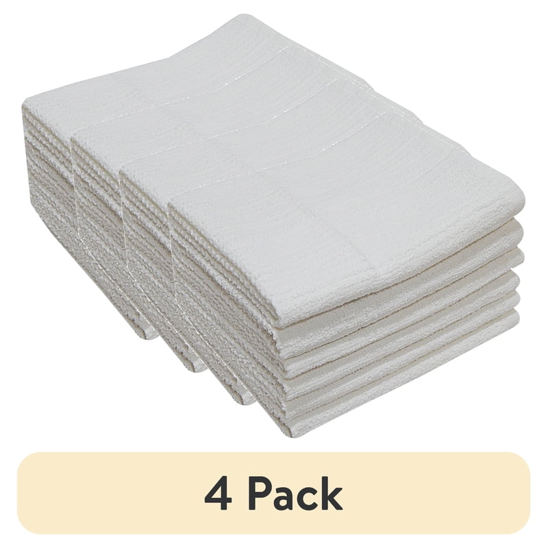 Bar Mop Kitchen Towel Set - 6 White Towels, 4 Pack