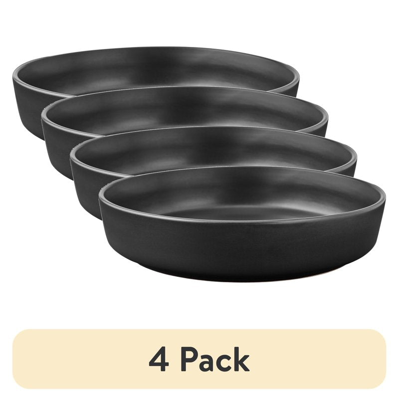 Matte Black Stoneware Dinner Bowl - 4 Pack