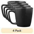 14oz Solid Matte Black Stoneware Mug - 4 Pack
