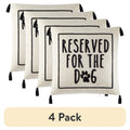 (4 Pack) Dog Lover Decor Throw Pillow - 18x18 Inch Square Cushion for Sofa & Bed - Indoor Use - Reserved for the Dog Design