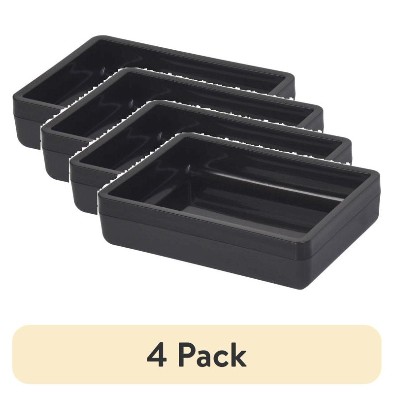 (4 Pack) Frosted Black Plastic Soap Dish - Compact Bathroom & Kitchen Organizer