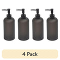 4 Pack Frosted Black Soap Dispensers - Plastic Bathroom & Kitchen Pump