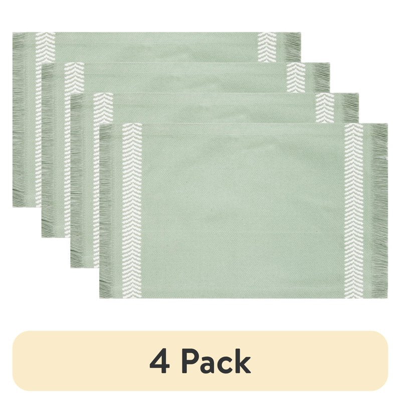 Global Woven Cotton Placemat Set - Hedge Green - 4 Pack - 14" x 19"