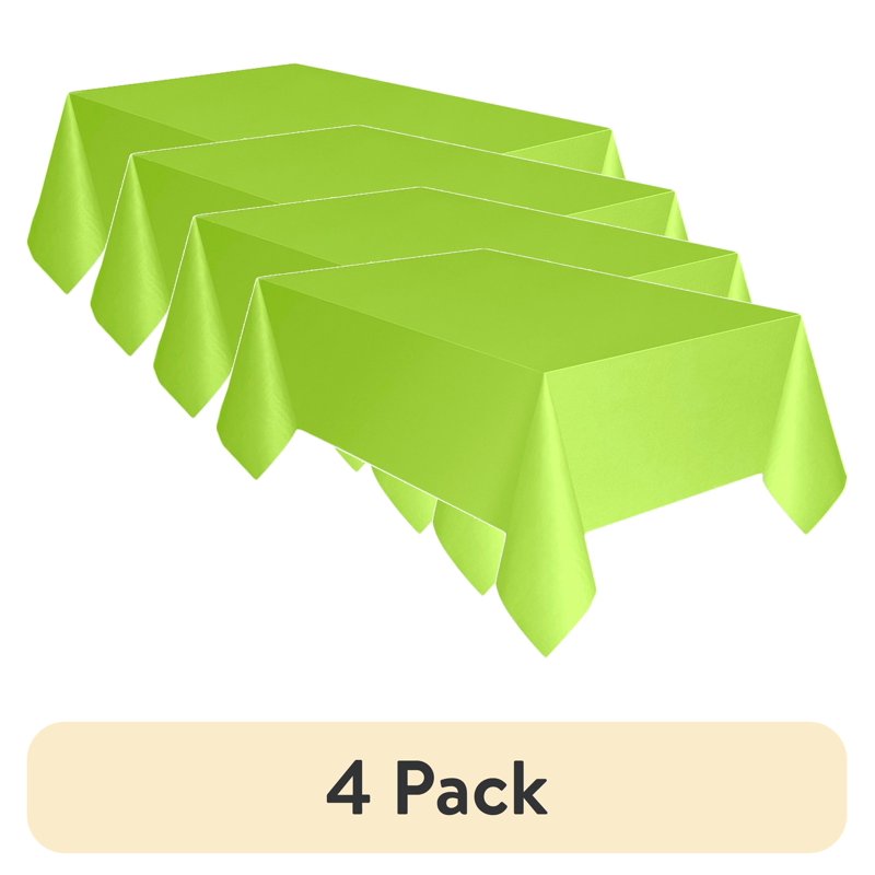 Green Rectangular Plastic Table Covers - 4 Pack, 54 x 108 in