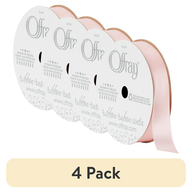 (4 Pack) Offray Satin Ribbon - Carnation Pink 5/8 inch, 18 Feet Each - Craft & Gift Wrap