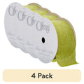 (4 Pack) Offray Burlap Ribbon - Lemongrass Green, 1.5 Inch Woven Craft Ribbon, 9 Feet