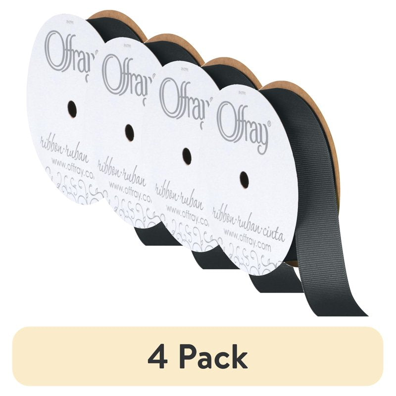 Pewter Grey Grosgrain Ribbon 7/8 Inch, 18 Ft Pack of 4 - Craft & Gift Wrap