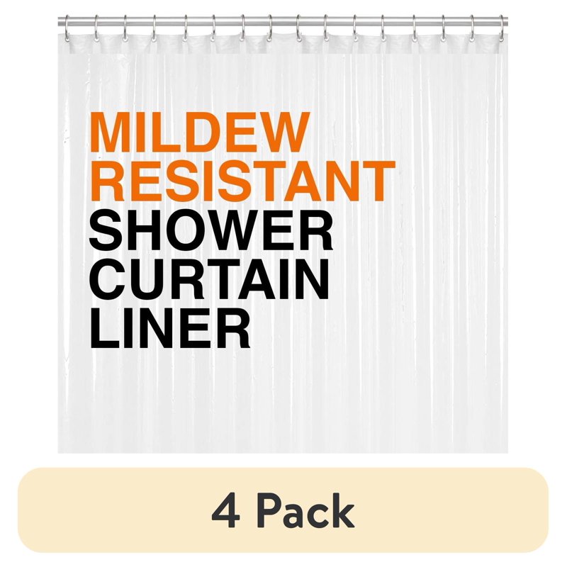 Heavy Duty Waterproof Shower Curtain Liner 72x72 Inches Clear - 4 Pack