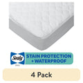 (4 Pack) Waterproof Crib Mattress Pad Cover - Stain & Moisture Protection, Hypoallergenic, Fits 52x28 Inches, SecureStay Fit