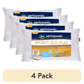 (4 Pack) King Pillow - Sertapedic Won't Go Flat Support & Comfort - Hypoallergenic, Cotton-Poly Blend