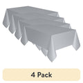 Plastic Table Covers - Silver, Rectangle, 54 x 108 in, 4 Pack