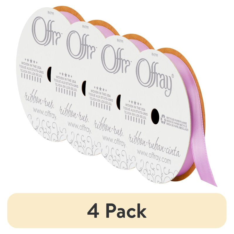 (4 Pack) Satin Ribbon 3/8" x 18' - Light Orchid, Offray Decorative Trim