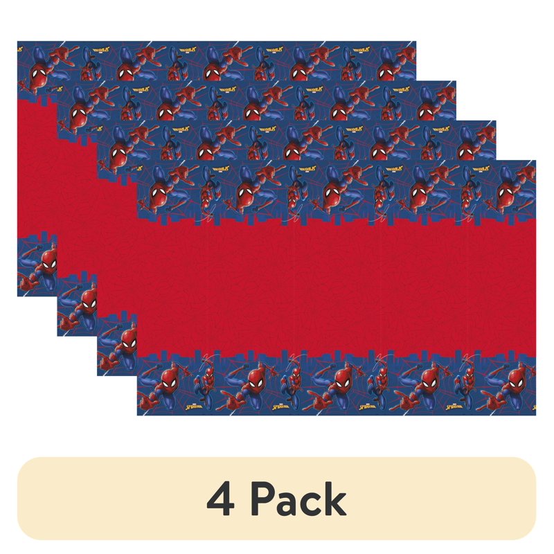 Spiderman Birthday Plastic Party Tablecloth - 4 Pack, 84x54in