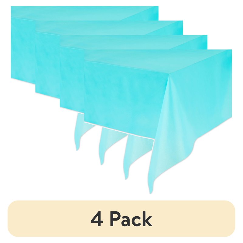 Teal Rectangular Plastic Table Covers - 3 Count, 4 Pack