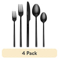 20-Piece Black Stainless Steel Flatware Set - Service for 4, 4 Pack