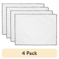 14 x 19 Inch Ivory Placemat with Black Pom Pom Trim - 4 Pack