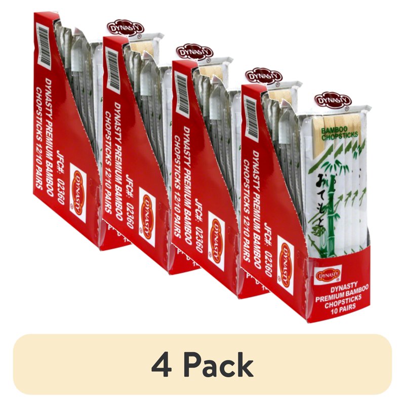 Bamboo Chopsticks - 4 Pack, Individually Wrapped