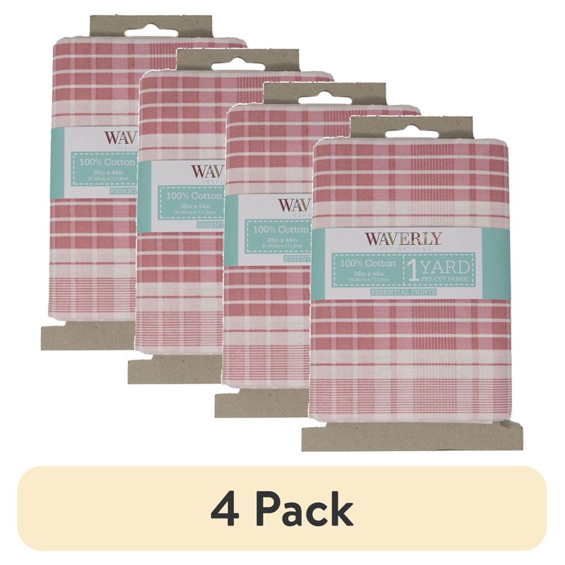 4 Pack Cotton Fabric Prints - Plaid Tea Rose 44" Quilting & Sewing Material