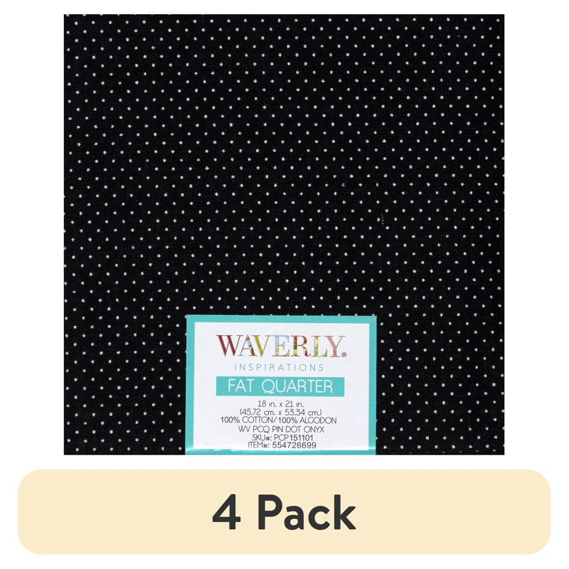 4 Pack Cotton Fat Quarter Fabric - Pindot Onyx 18x21 Inches for Quilting & Sewing