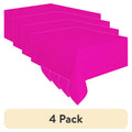 Pink Rectangular Plastic Table Covers - 54x108 Inch, 4 Pack