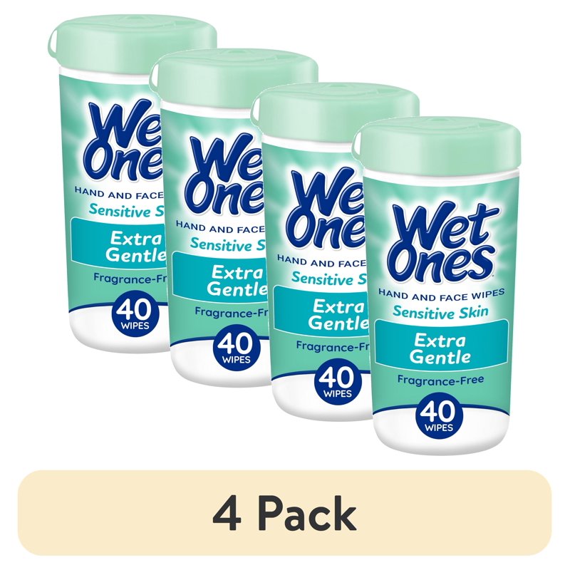 Sensitive Skin Hand Wipes - Fragrance Free, Hypoallergenic, 40 Ct Canister