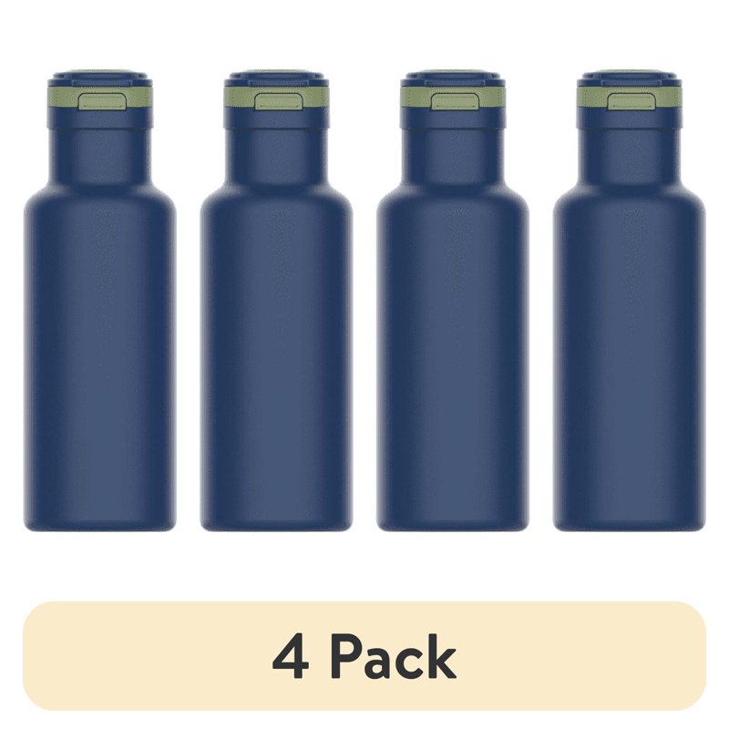 14 oz Stainless Steel Water Bottle with Chug Lid - 4 Pack, Blue