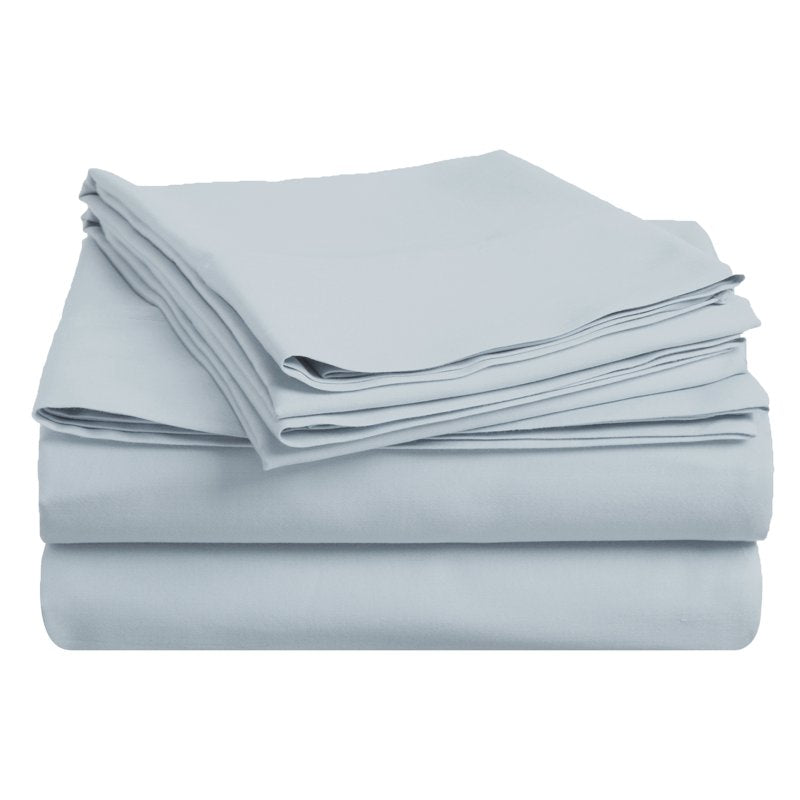 Twin Light Blue Egyptian Cotton Bedding Sheets & Pillowcases Set - 400 Thread Count