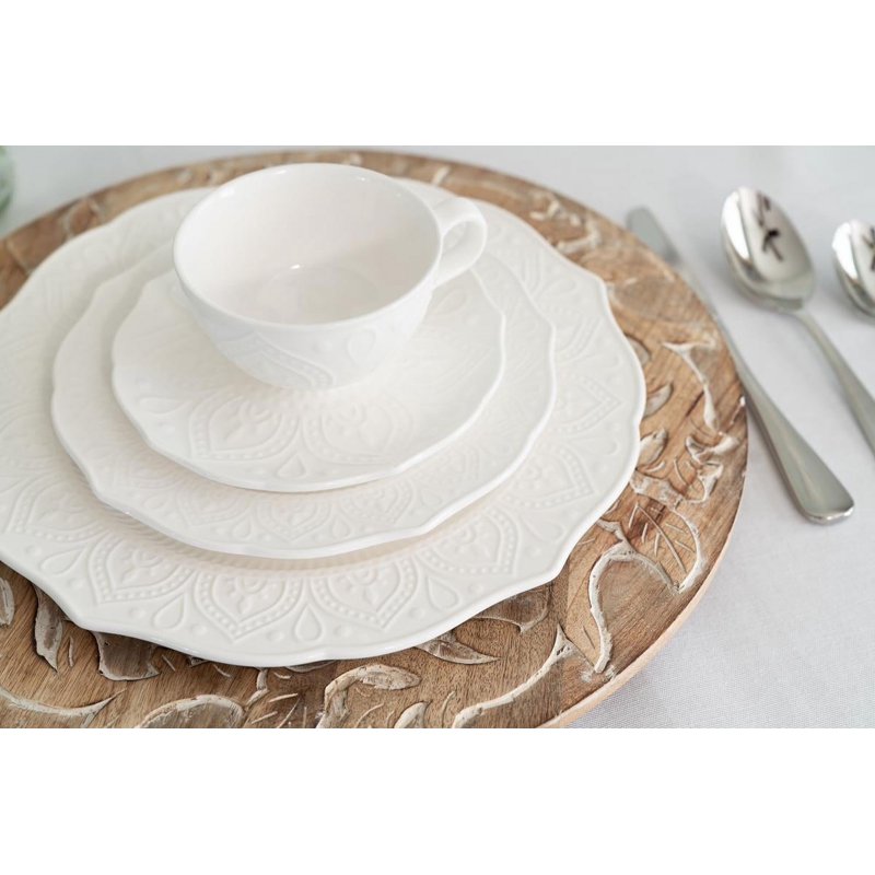Dahlia Porcelain Cup & Saucer Set of 6 - White