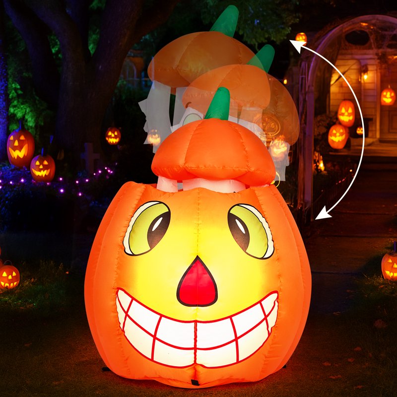 3ft Halloween Inflatable Pumpkins and Ghost with LED Lights Outdoor Decor