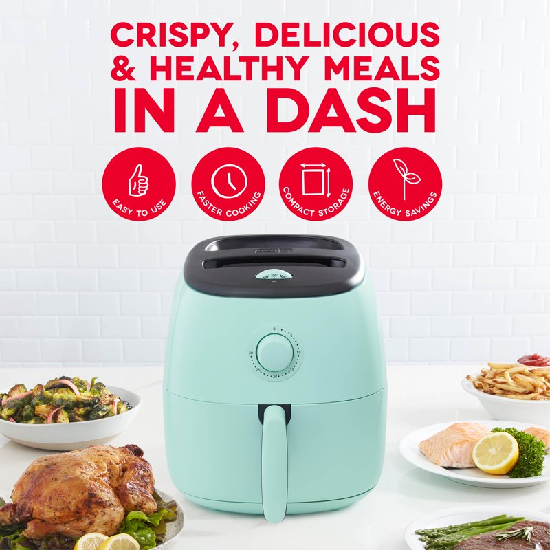 6 Qt. Family Size Electric Air Fryer Oven - Aqua