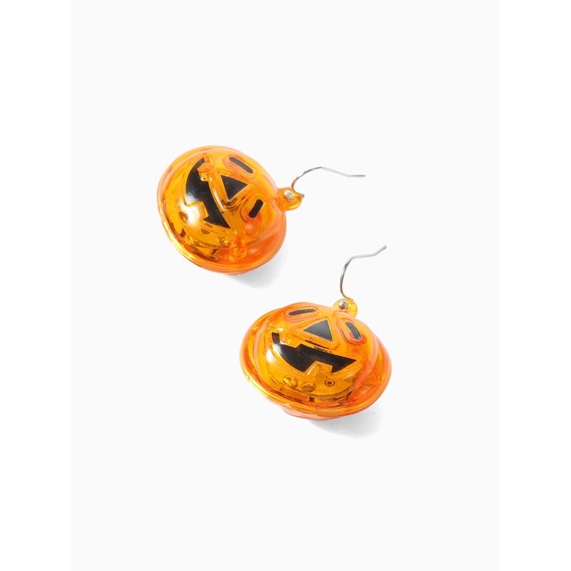 Light-Up Pumpkin Halloween Earrings - Spooky Jack-O-Lantern Jewelry, 1 Pair