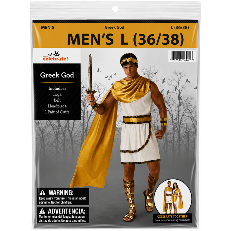 Greek God Halloween Costume for Adults Men L - Mythical Warrior Fancy Dress