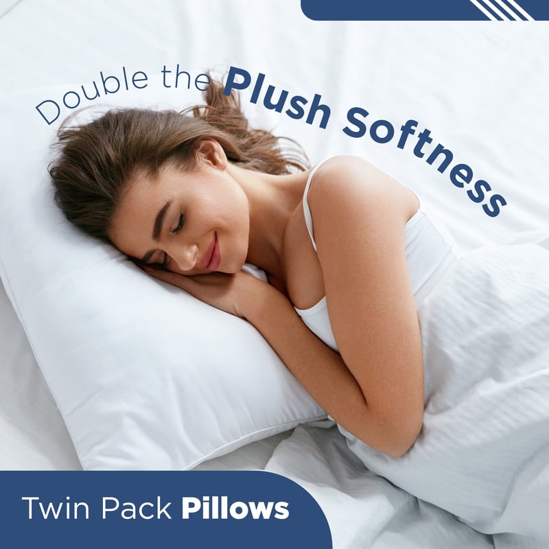 King Down Alternative Bed Pillows - 2 Pack, Supportive & Soft, White