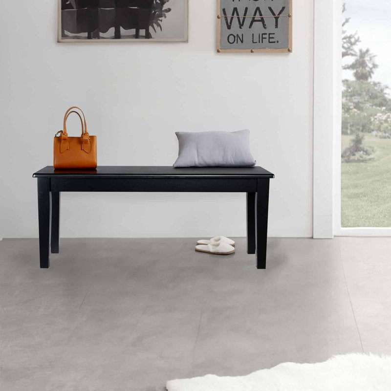 Shaker Dining Bench - Black Rubberwood, Backless Design
