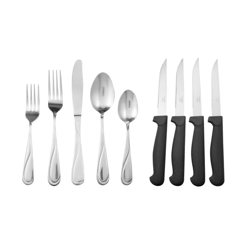 24-Piece Stainless Steel Flatware Set with 4 Steak Knives