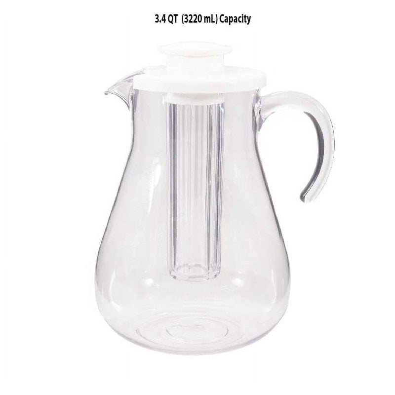 3-Quart Plastic Ice Core Pitcher with Lid - 4 Pack