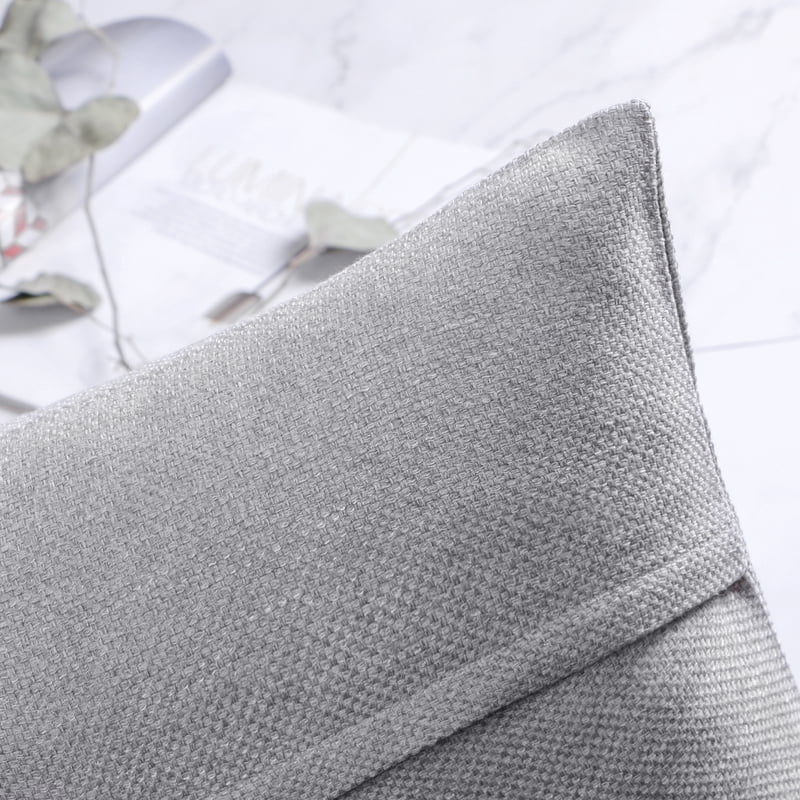 12x20 Light Gray Cotton Blend Farmhouse Throw Pillow Cover Set - Single Button Design